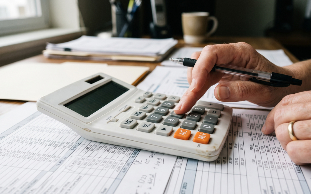 Hands Using Calculator With Financial Documents